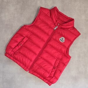 Moncler Amaury Cherry Red Quilted Puffer Vest, Size 3y